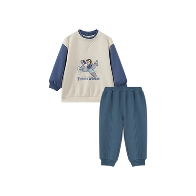 小熊童装休闲加绒卫衣卫裤套装