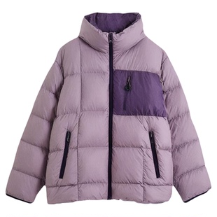 NOTHOMME 户外800蓬90白鸭绒格子绗缝可收纳撞色保暖羽绒服