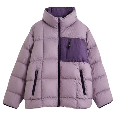 NOTHOMME 户外800蓬90白鸭绒格子绗缝可收纳撞色保暖羽绒服