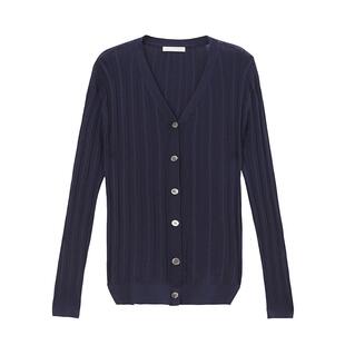 ICB日系秋季通勤职业修身版混纺V领薄款针织开衫外搭线衫商场同款