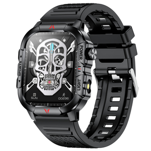 新款方屏智能手表多功能测心率血压蓝牙通话带手电筒运动手环男士