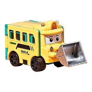 变形反转玩具工程车儿童男孩益智宝宝巴士推土机压路机导弹车叉车