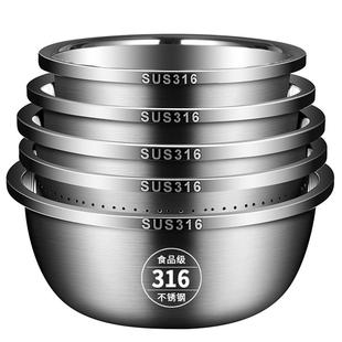 特厚特厚不锈钢盆家用面盆揉面盆食品级厨房打蛋沥水洗菜汤盆带盖