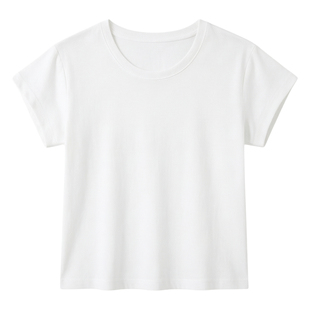 白色短袖女简约慵懒百搭t恤夏季高级感小U领显瘦漏锁骨短上衣体恤