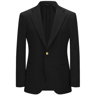 高克重防皱易打理纯羊毛布雷泽黑单西服男呢金属扣商务西装