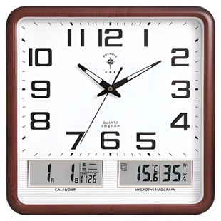 北极星电子挂钟客厅钟表现代静音挂墙简约日历时钟自动对时电波钟