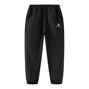 小骆驼儿童冲锋裤加绒2025新款户外男童女童休闲裤中大童软壳长裤