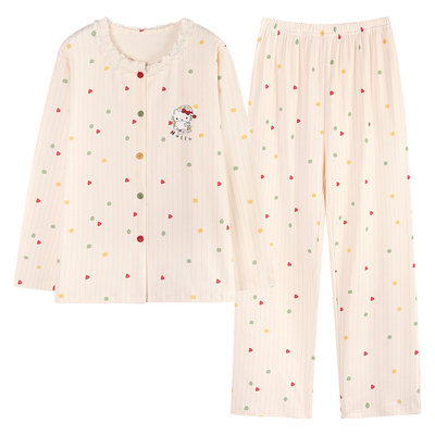 2025新款德绒睡衣女款秋冬季加厚磨毛长袖圆领开衫蕾丝家居服套装