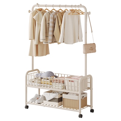 【带收纳筐！】挂衣架落地卧室