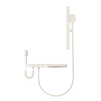 奶油白淋浴龙头带升降无顶喷增压