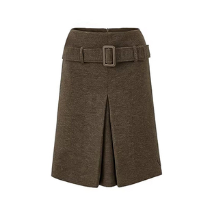 te调橄榄绿'私服skirt!重磅老钱感设计感立裁羊毛A字腰带半身裙