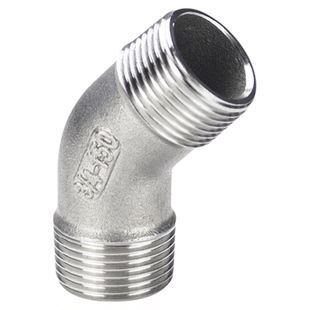 304不锈钢45度双外丝弯头4分2寸外牙过桥弯头135度外丝螺纹弯头