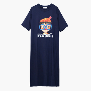 高个子超长款2025新款大码200斤夏装T恤裙韩版慵懒及踝长裙连衣裙