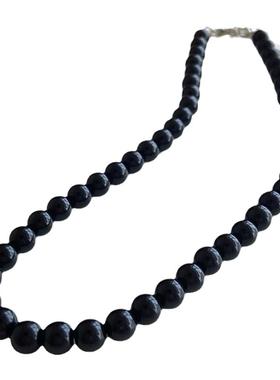 倪妮同款黑色珍珠项链小众设计感复古轻奢颈链正圆强光珍珠锁骨链