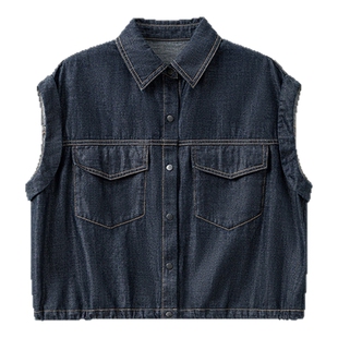 播商场同款水洗牛仔无袖衬衫女夏季新款复古上衣BDS2CD2666