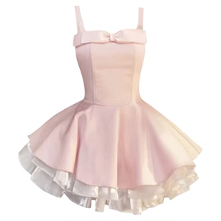 自制设计感千金风蝴蝶结吊带连衣裙蓬蓬公主裙甜美风生日小礼服