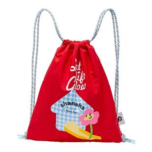 shanahs【快乐屋】红色帆布包包夏天女松弛感单双肩大容量抽绳包
