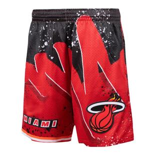 MITCHELL & NESS官方NBA热火队复古球裤 SW 篮球网眼运动休闲短裤