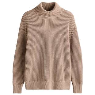 HM女装毛针织衫春季row系针织衫罗纹圆高领打底衫1317315