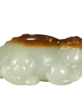 和田玉貔貅手把件男款老红糖