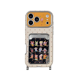 轻派趣味卡通星星人卡包带挂绳适用苹果17promax手机壳iphone16pro新款15女款14皮质大视窗网红创意全包硬壳