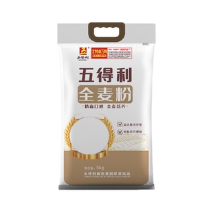 五得利面粉全麦粉含麦麸高筋家用粗粮烘焙专用含麸皮纯小麦粗粮