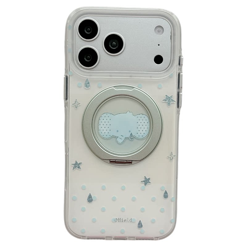 MoreRex 韩国ins可爱淡绿水滴星星小象适用苹果17手机壳iphone16promax新款17pro旋转支架14防摔保护套13女15