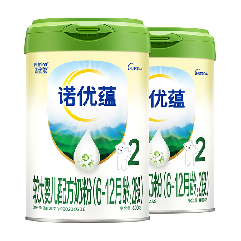 诺优能诺优蕴较大婴儿配方奶粉（6-12月龄，2段）800g*2罐