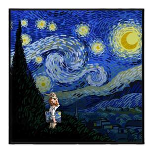 世界著名油画梵高装饰画星月夜客厅沙发背景墙挂画卧室壁画星空画
