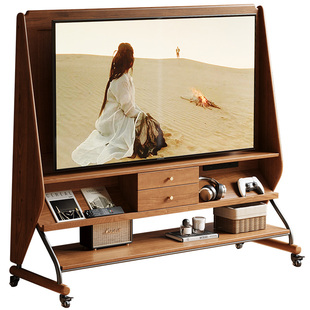 莱舍北欧实木电视机支架小户型客厅卧室可移动显示器支架子落地式