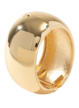 欧美经典鼓形圆环金色宽边手镯女高级感大光面弹簧开口手环