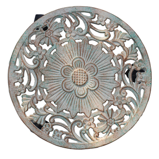 铁艺欧式复古做旧圆形方形铸铁万向轮可移动托盘 加厚盆托花盆架