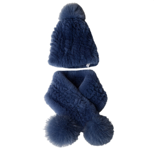 新款2-8岁獭兔皮毛保暖帽子秋冬季圆顶宝宝围巾男女儿童兔毛 皮草