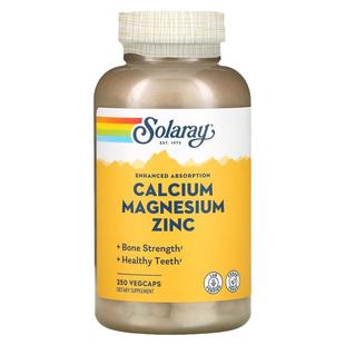 Solaray钙镁锌矿物质营养素成人补钙健康牙齿骨骼素食胶囊