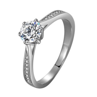 50分一克拉六爪仿真女钻戒情侣结婚对戒结婚礼仪式用的道具戒指