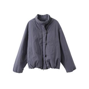 POPCHRIO欧可芮◆90白鸭绒立领牛角扣羽绒服小个子短款收腰面包服