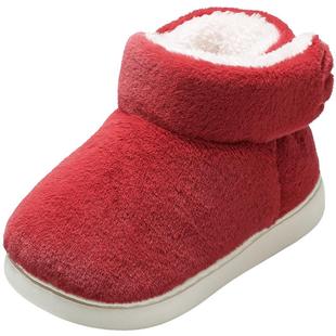 牧童新年红色宝宝拖鞋女童棉鞋冬季保暖新款室内软底小孩家居鞋男