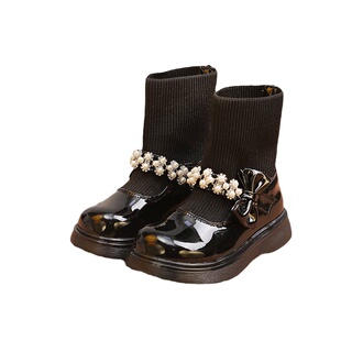 女童鞋儿童马丁短靴2025冬季新款真皮中大童冬加绒袜靴小公主皮靴