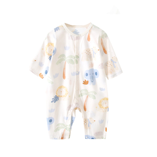 【冰蚕棉】婴儿衣服夏季超薄款长袖空调服新生儿宝宝睡衣纯棉夏装