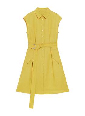 blueerdos简约翻领系带连衣裙