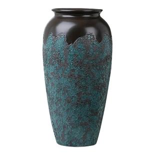 电视柜茶室复古怀旧花瓶摆件景德镇粗陶花器仿真花艺客厅陶瓷花插