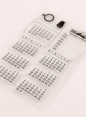 万年历台历月份日期贴印章DIY 手账scrapbook剪贴本成品章图章