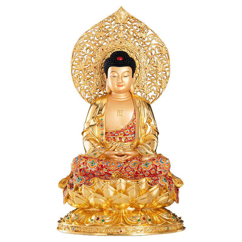 纯铜大号娑婆三圣佛像释迦牟尼佛