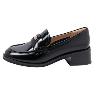 胡连馨同款康莉乐福鞋女厚底秋冬商场新款一脚蹬商务金币小皮鞋子