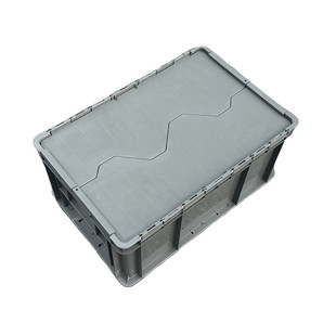 加厚塑料箱带盖长方形运输配送筐五金汽配零件收纳盒翻盖周转胶箱