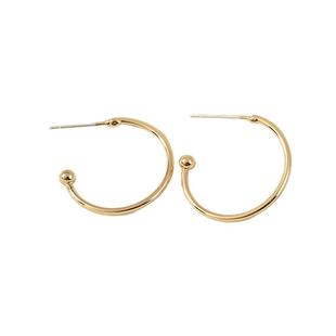 铜镀18k真金色925银针 简约C形耳圈耳扣diy耳环饰品材料配件