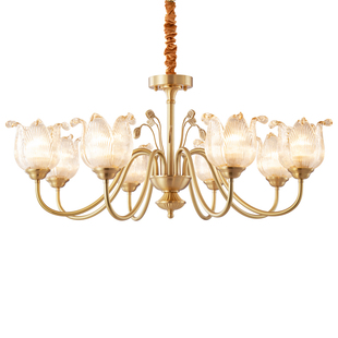 慕庭全铜客厅吊灯美式现代简约楼梯灯卧室法式轻奢高级感复式主灯