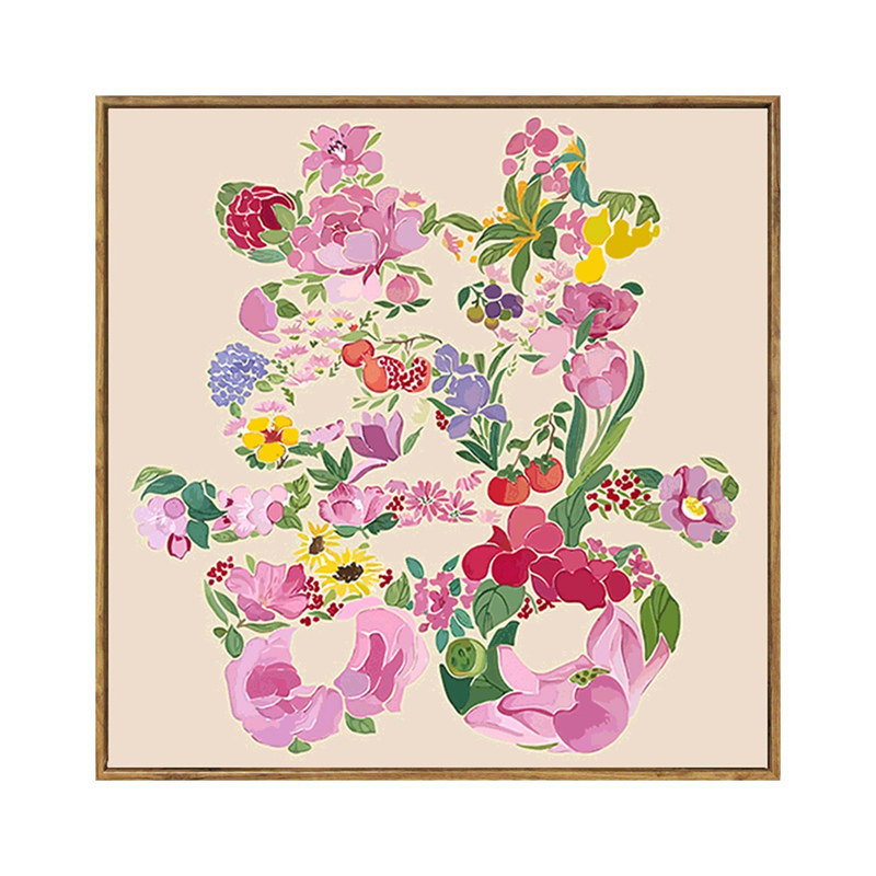 喜鹊繁花数字油画diy填充涂色