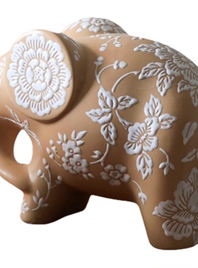 大象摆件陶瓷高级感小众桌面客厅装饰新中式电视柜工艺品乔迁礼物