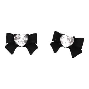 Shinma 红黑色爱心钻蝴蝶结内螺纹粗杆钛钢耳钉唇钉小众亚比穿刺